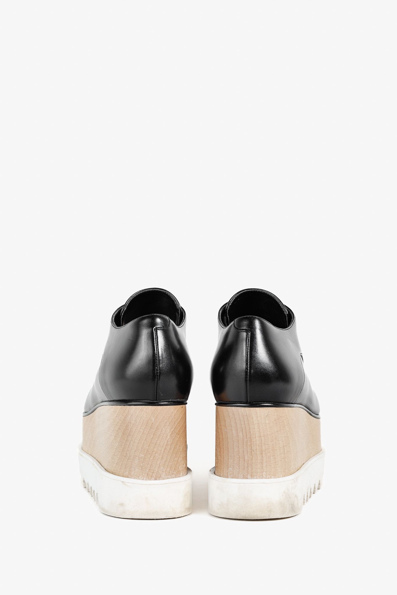 Stella McCartney Stella McCartney Elyse Black Vegan-Leather Lace-Up Platforms Size US 7.5 / IT 37.5 - 3 Thumbnail