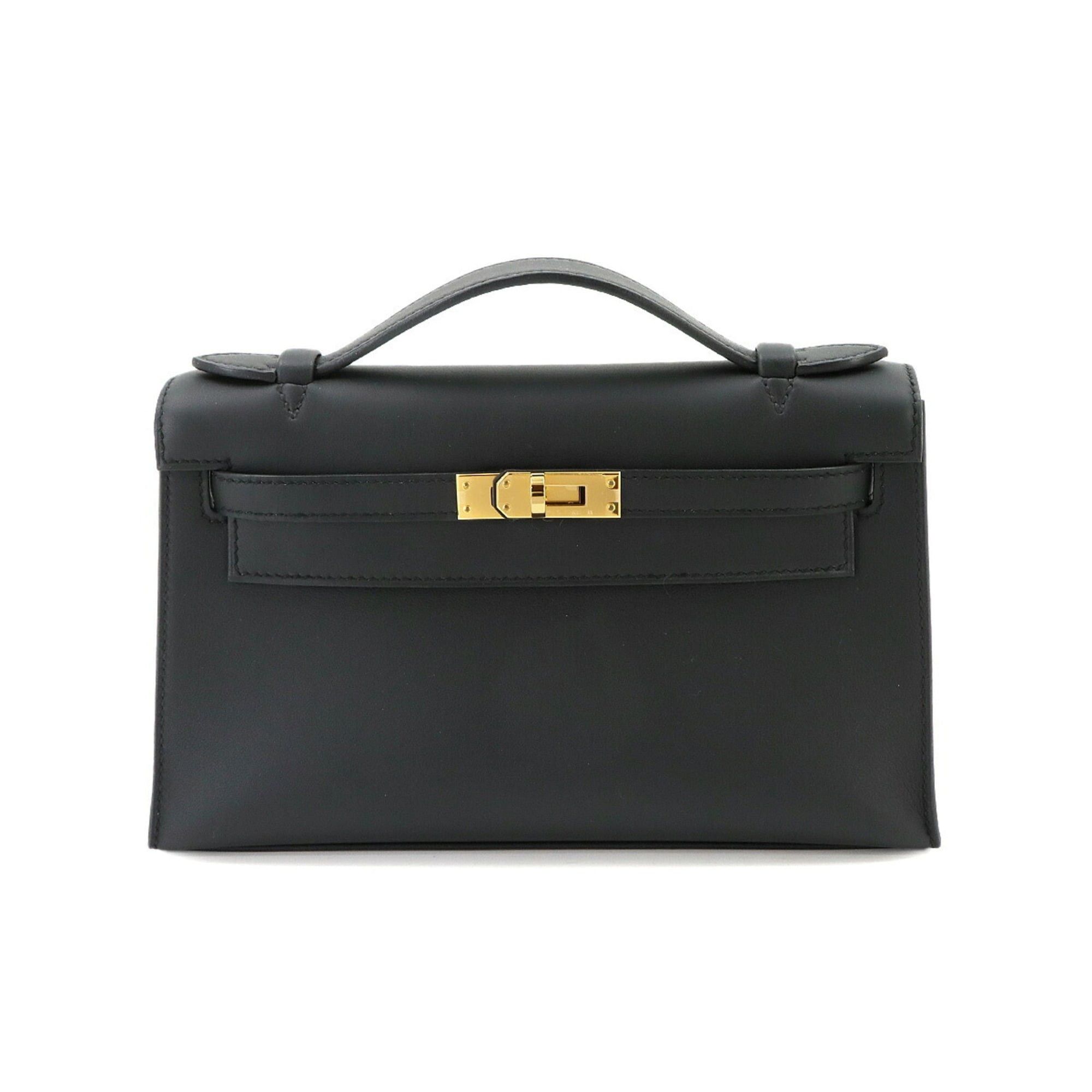 Hermes Hermes Pochette Kelly Swift Black Handbag with W stamp and gold hardware. Size ONE SIZE - 1 Thumbnail