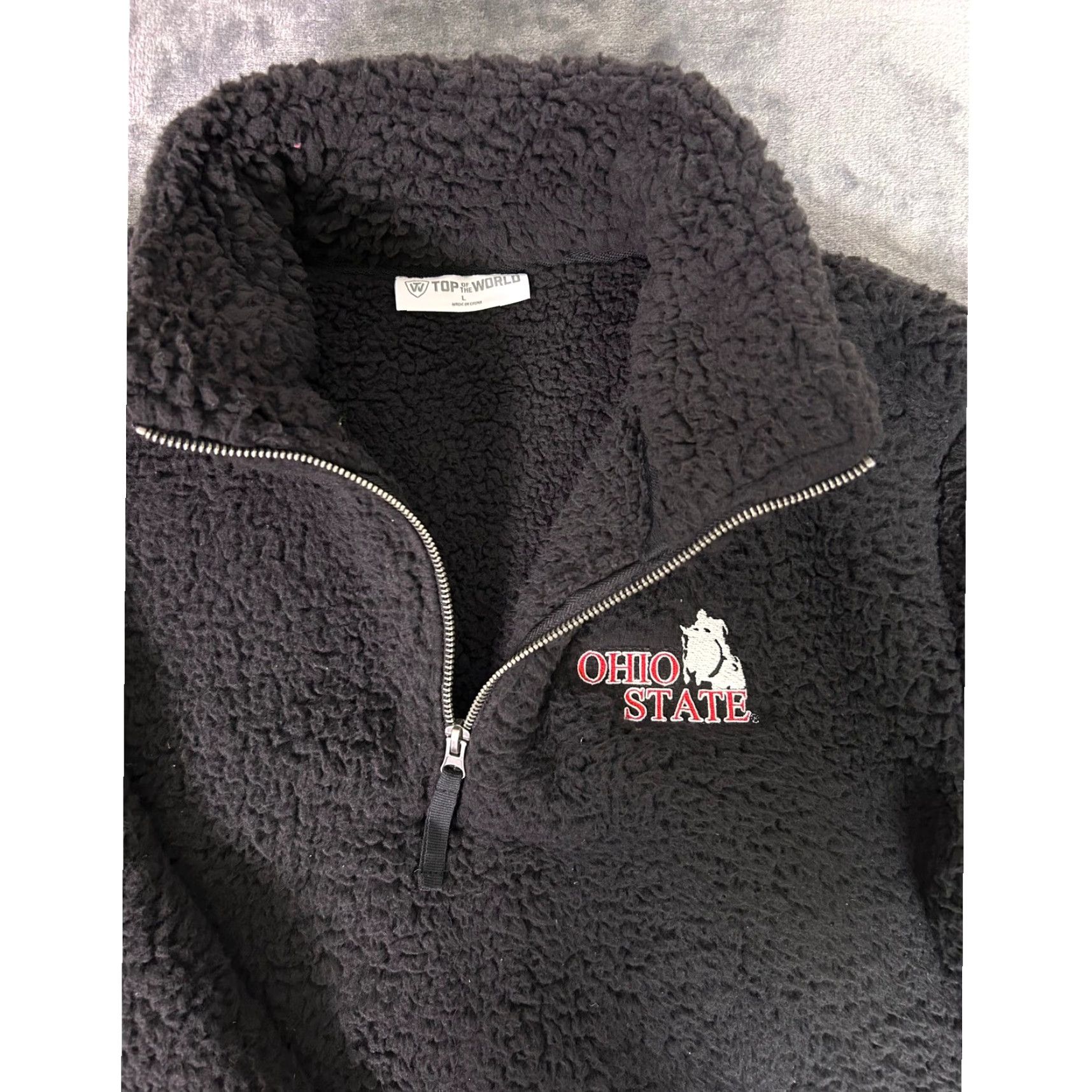 Top Of The World VINTAGE Ohio State Buckeyes Sherpa Fleece Quarter Zip Pullover Jacket Size L / US 10 / IT 46 - 2 Thumbnail