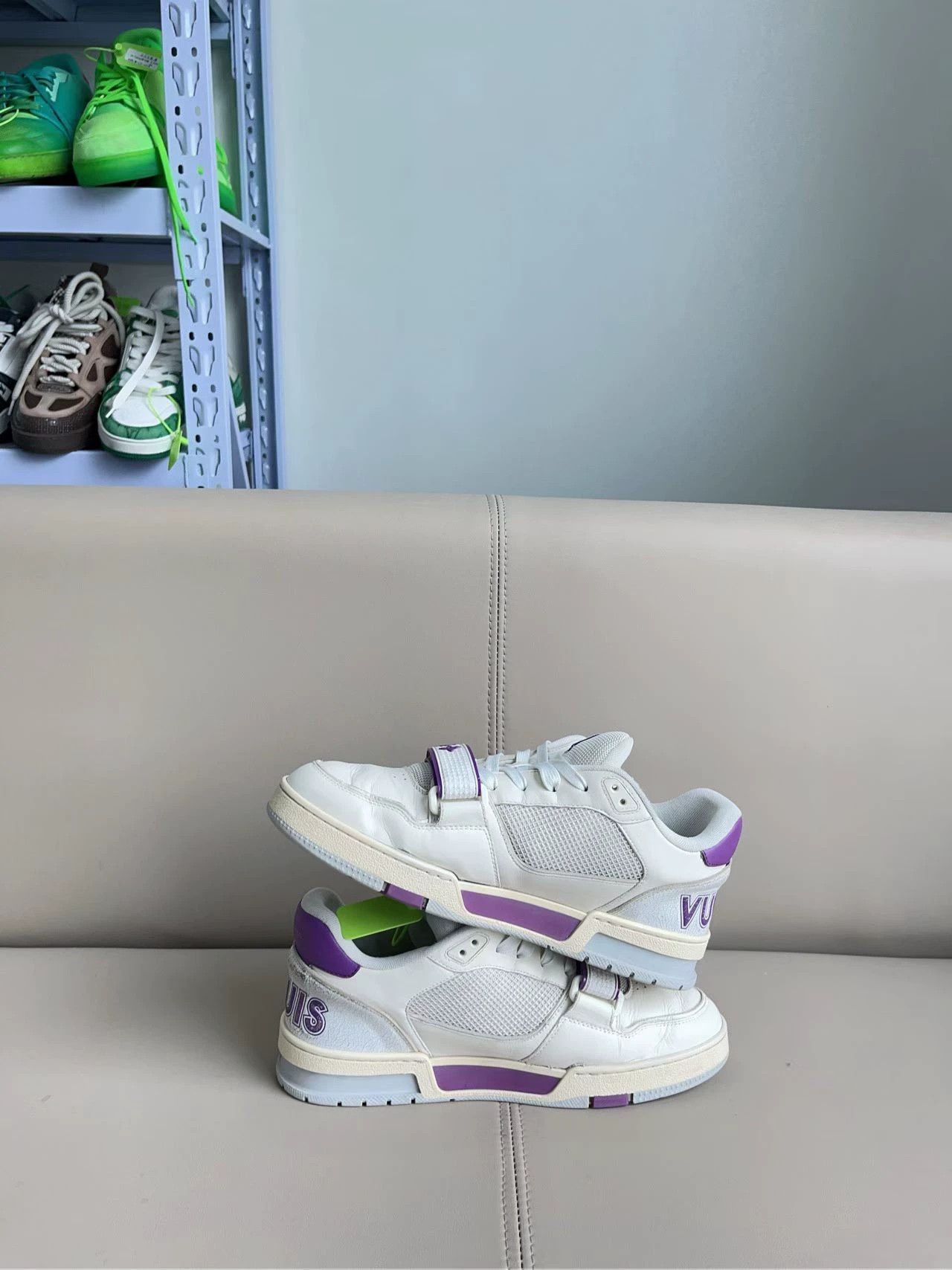 Louis Vuitton LV Trainer White/Purple Velcro 41 EU - Excellent Condition Size US 8 / EU 41 - 5 Thumbnail