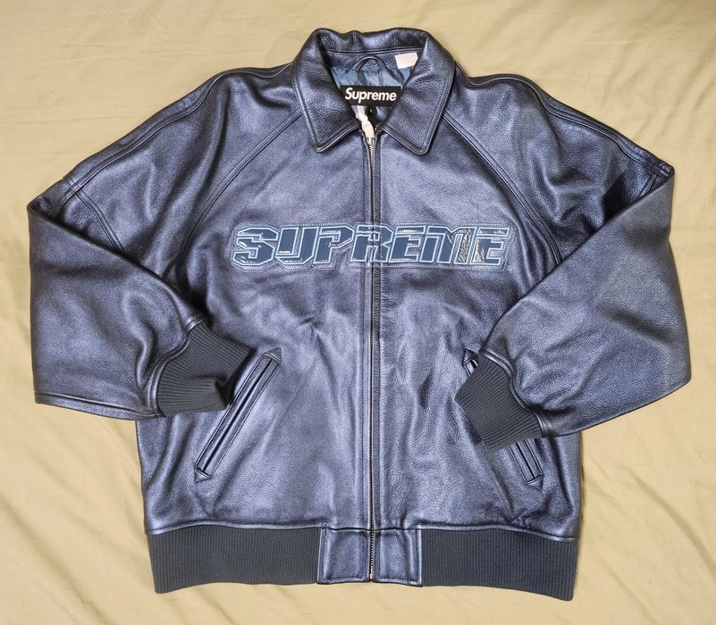 Supreme SUPREME SILVER SURFER LEATHER VARSITY JACKET | Grailed