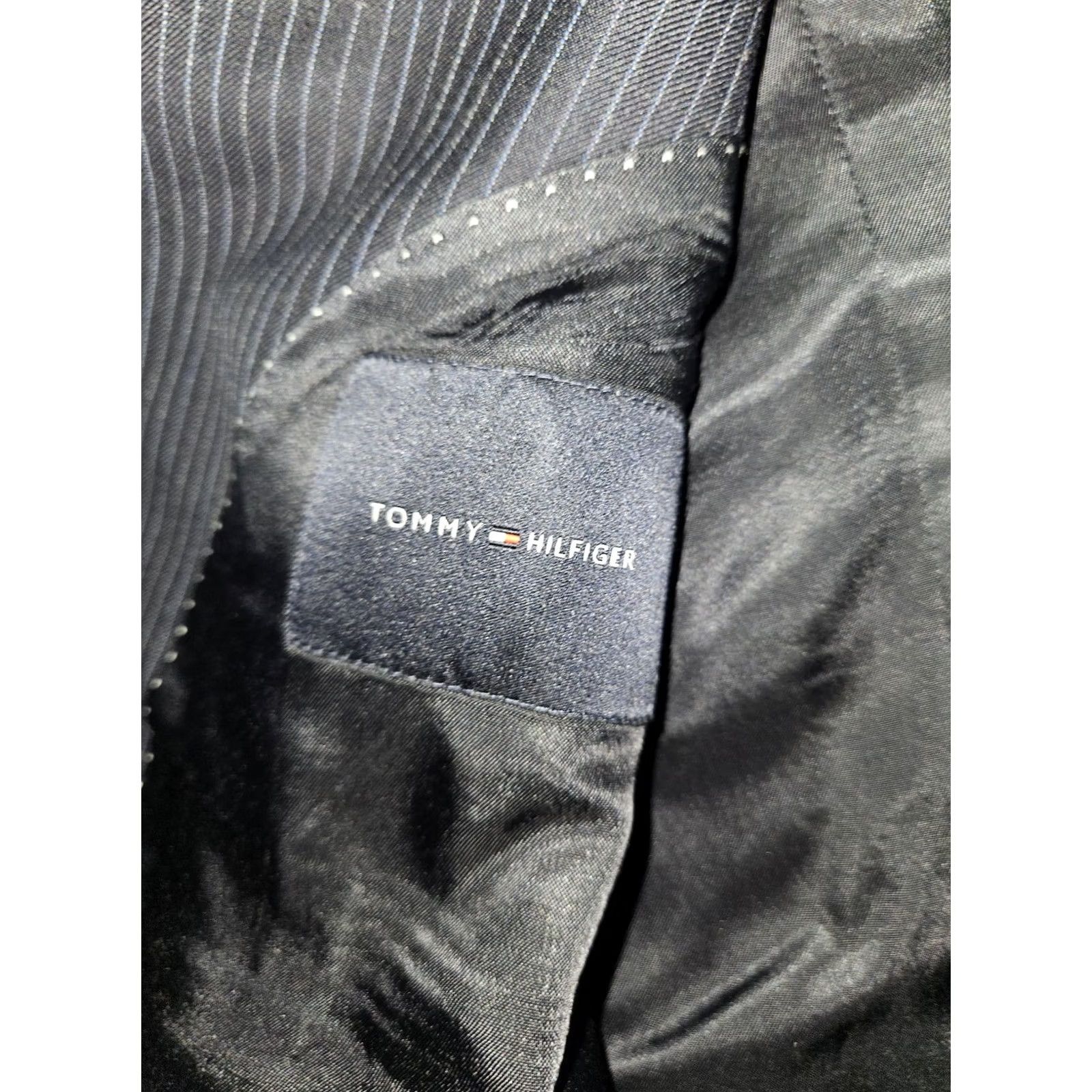 Tommy Hilfiger Tommy Hilfiger Blazer Mens 52L Navy Blue Pinstripe Wool Suit Jacket Coat Pinstripe Notch Two-Button Long 52L Navy Mens Business Formal Blazer Size 52R - 3 Thumbnail