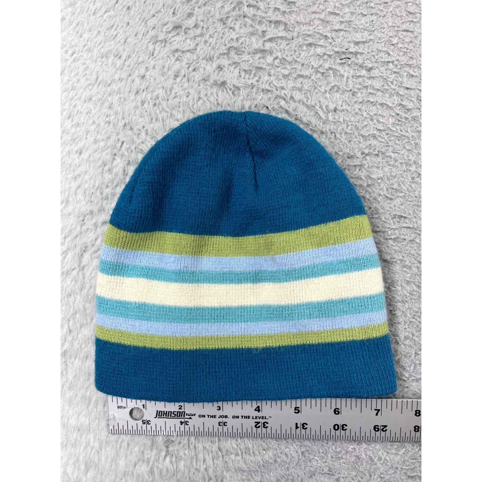 Vintage VINTAGE Beanie Shirt Adult One Size Blue Stripe Acrylic Winter Ski Size ONE SIZE - 3 Thumbnail