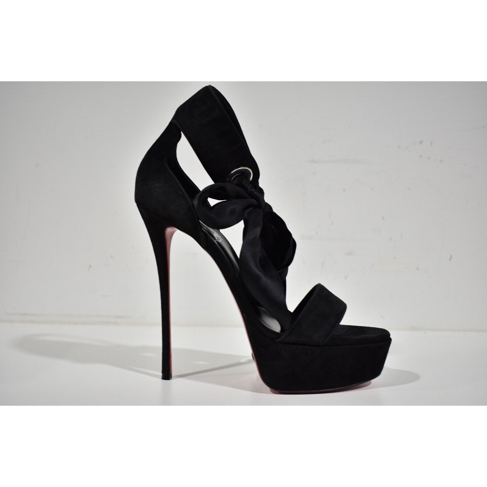 Christian Louboutin Torrida Alta 150 Black Silk Bow Platform Sandal Heel Pump 42 Size US 12 / IT 42 - 2 Thumbnail