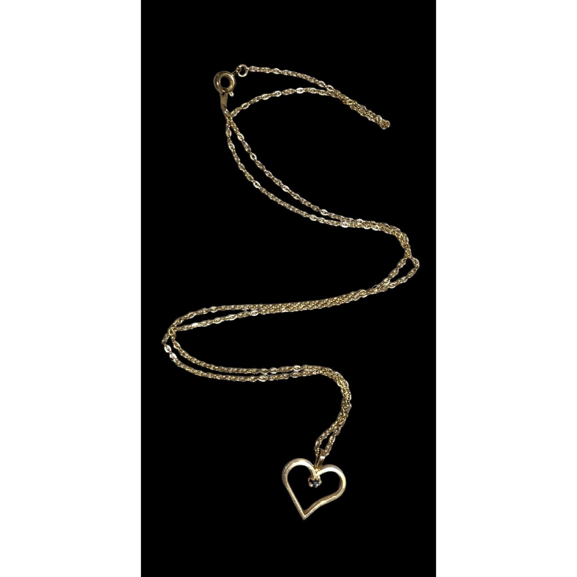 Other Gold Open Heart Blue Gem Necklace Size ONE SIZE - 2 Thumbnail
