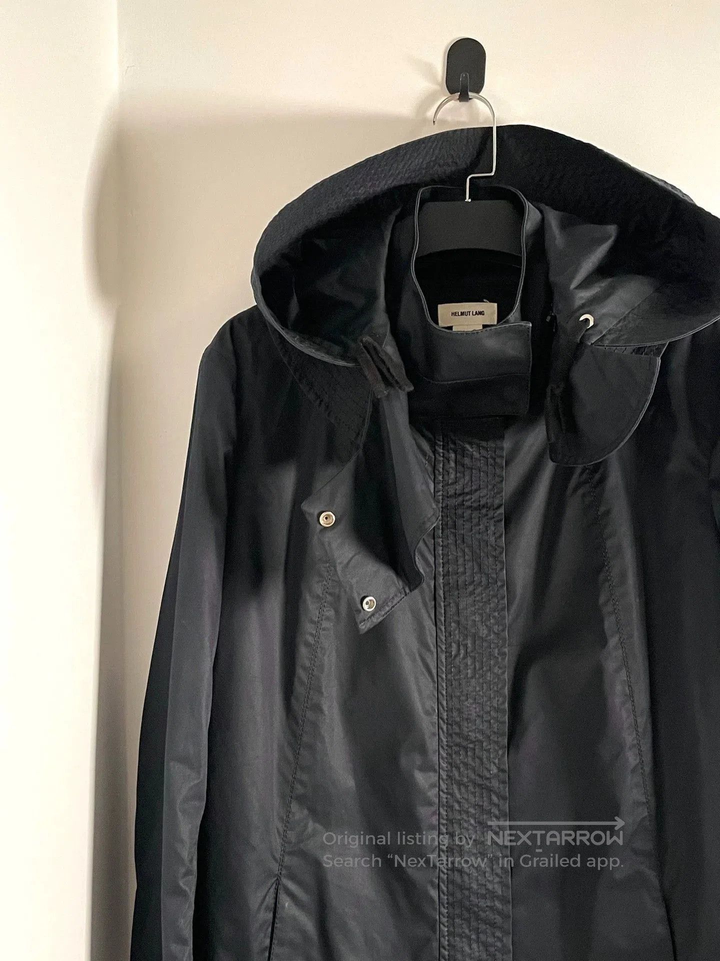 Helmut Lang Black Hooded Long Coat Size S. Size US S / EU 44-46 / 1 - 8 Thumbnail