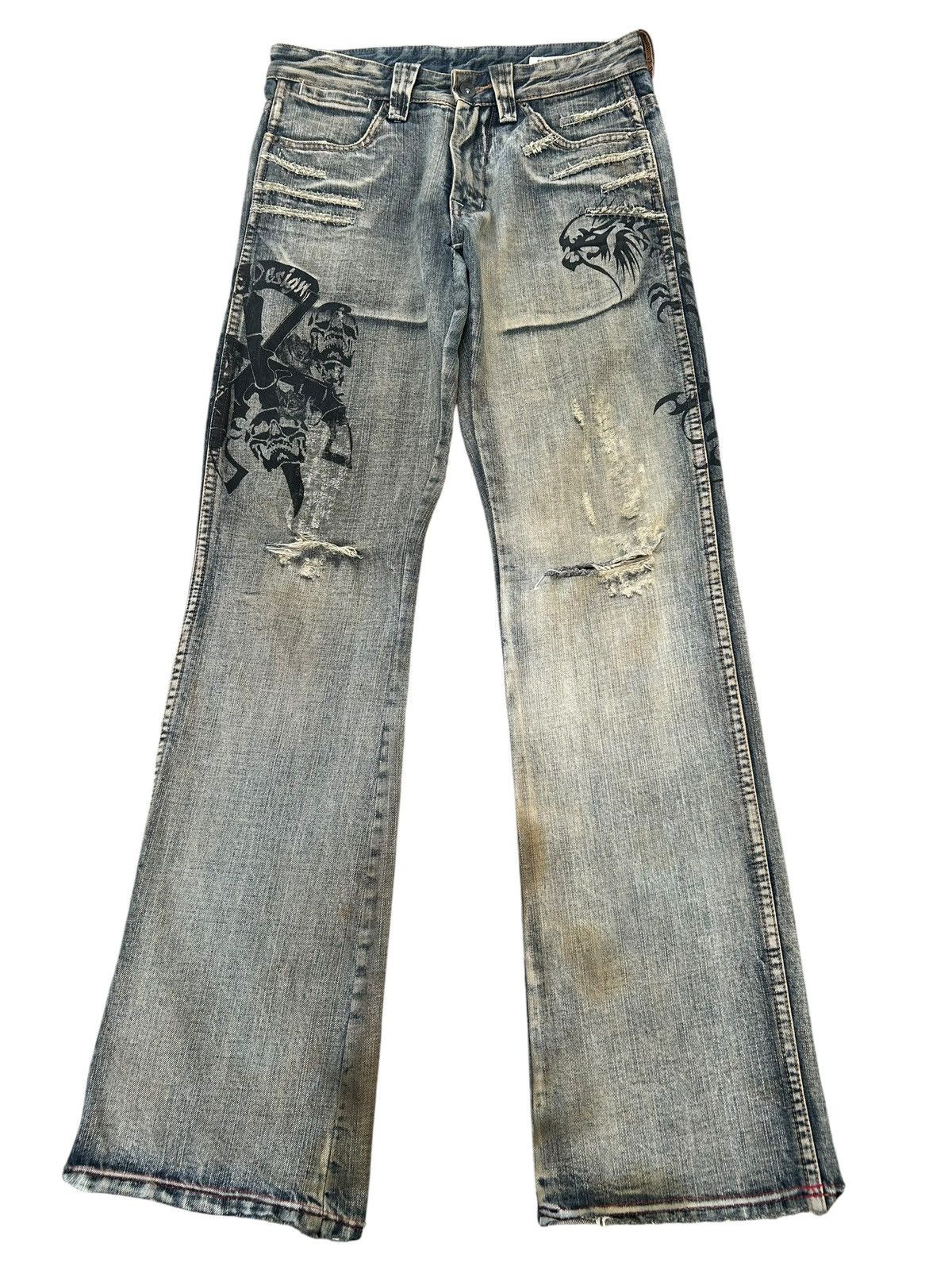 Kapital Flare Semantic design Rusty Faded Distressed Denim Jeans Size US 30 / EU 46 - 3 Thumbnail