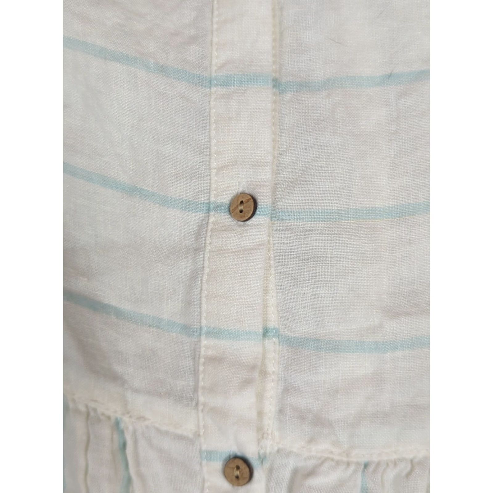 Christian Siriano Christian Siriano New York Women's Blouse White Striped Linen Short Sleeve Sz L Size L / US 10 / IT 46 - 3 Thumbnail