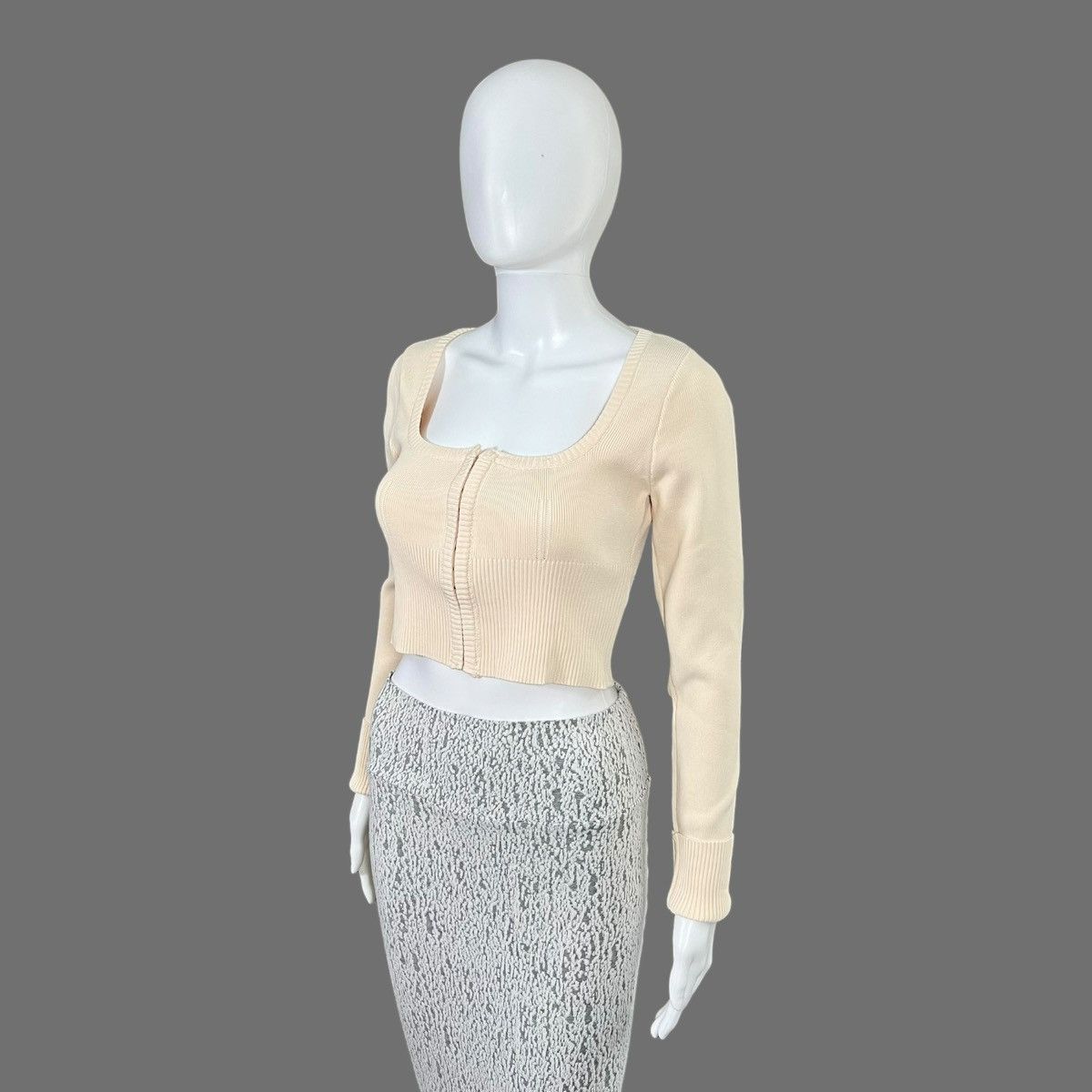 Other Emory Park Long Sleeve Crop Top Beige Corset Closure Sz M Size M / US 6-8 / IT 42-44 - 1 Thumbnail