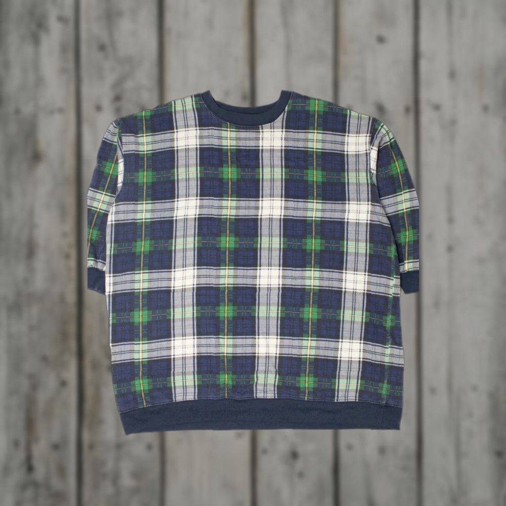 Vintage VINTAGE XXXL Navy Green Plaid Crewneck Sweatshirt Pullover Sweatshirts Unisex Adults Green 1990s Mens Womens Girls Boys Size US XXL / EU 58 / 5 - 1 Thumbnail
