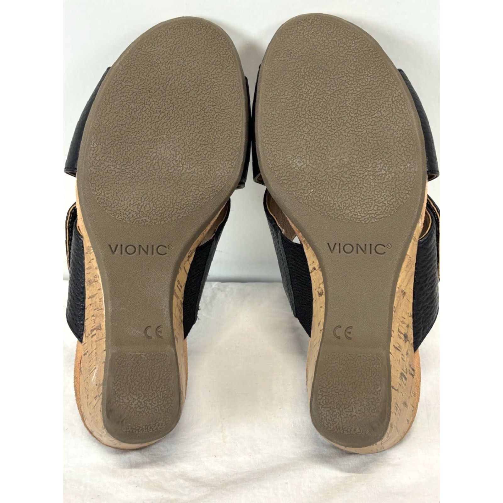 Vionic Vionic Sandal Women Size 7 M Black Leather Cork Wedge Slide Size US 7 / IT 37 - 5 Thumbnail