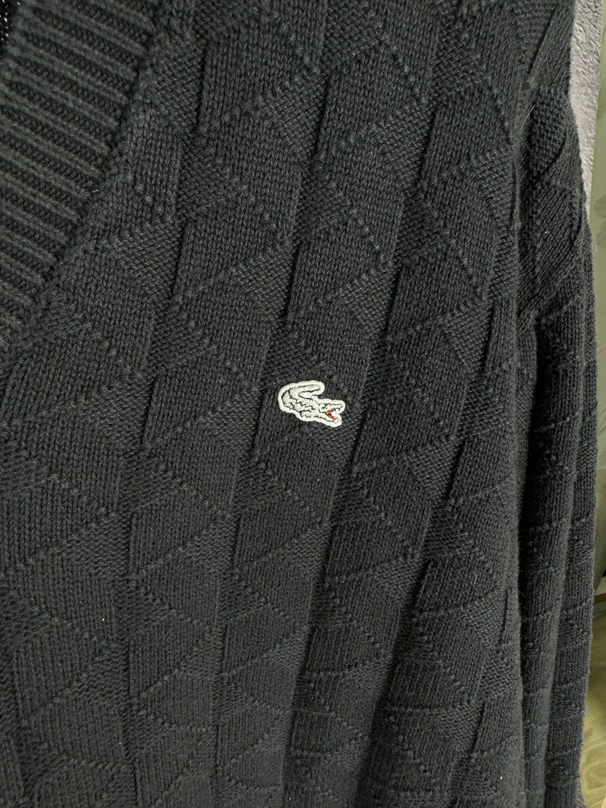Lacoste × Vintage Lacoste vintage v-neck black faded sweater grey label Size US XL / EU 56 / 4 - 8 Thumbnail