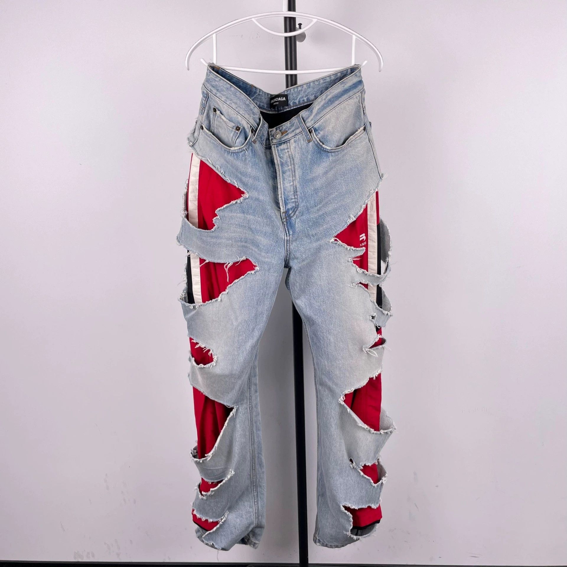 Balenciaga Red Stripe Denim SS17 | Grailed