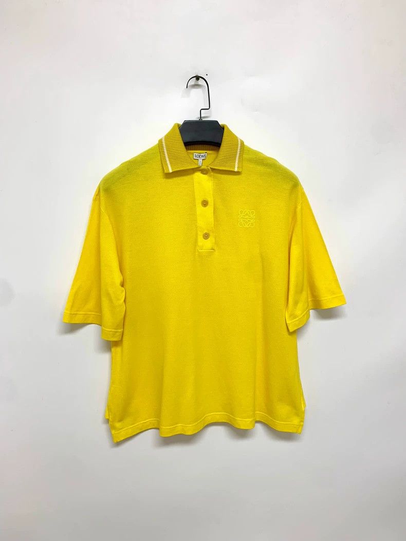 Loewe LOEWE Logo Print Yellow Short Sleeve Polo - dmc Size US S / EU 44-46 / 1 - 1 Thumbnail