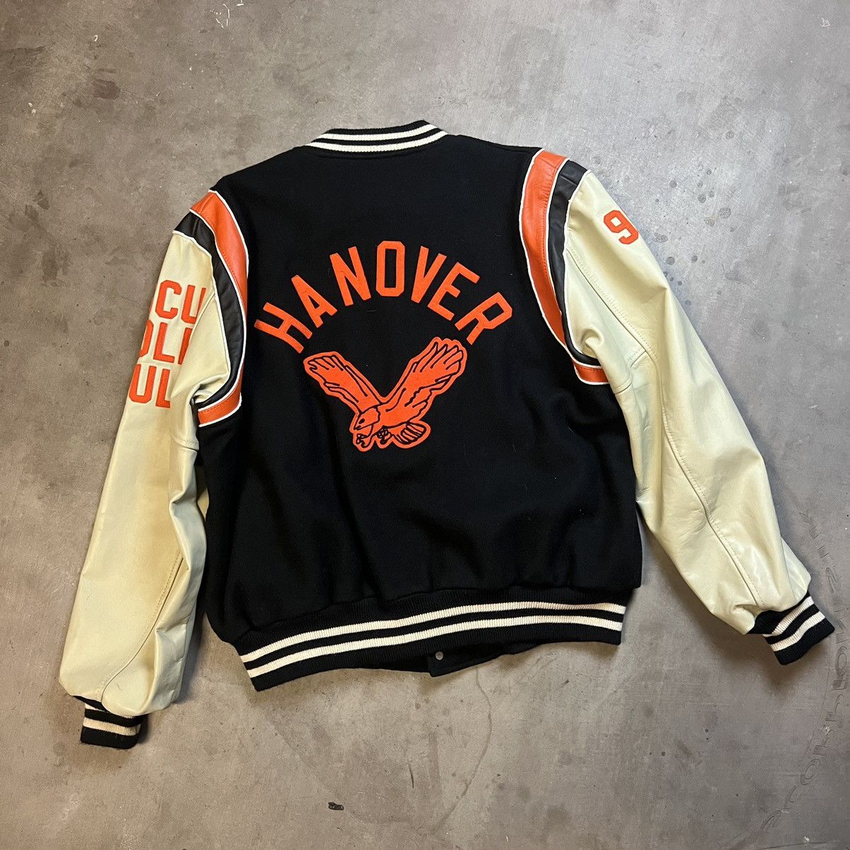 Varsity Jacket Vintage Vintage 1995 Eagle Varsity Jacket Black Orange