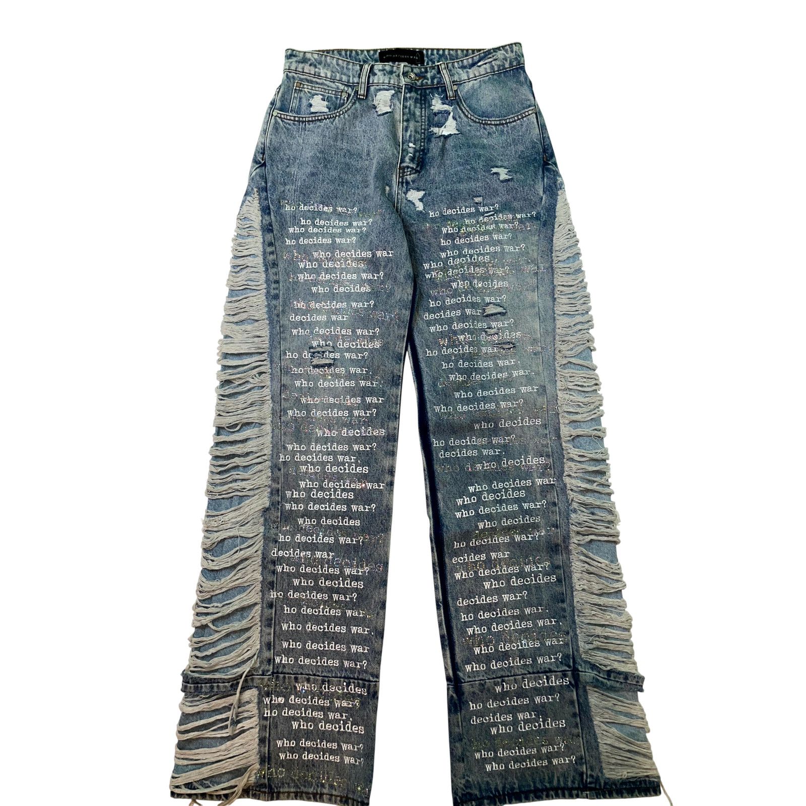 Who Decides War WDW Ultra Flare Scripture Light Wash Denim Jeans Size US 32 / EU 48 - 1 Thumbnail