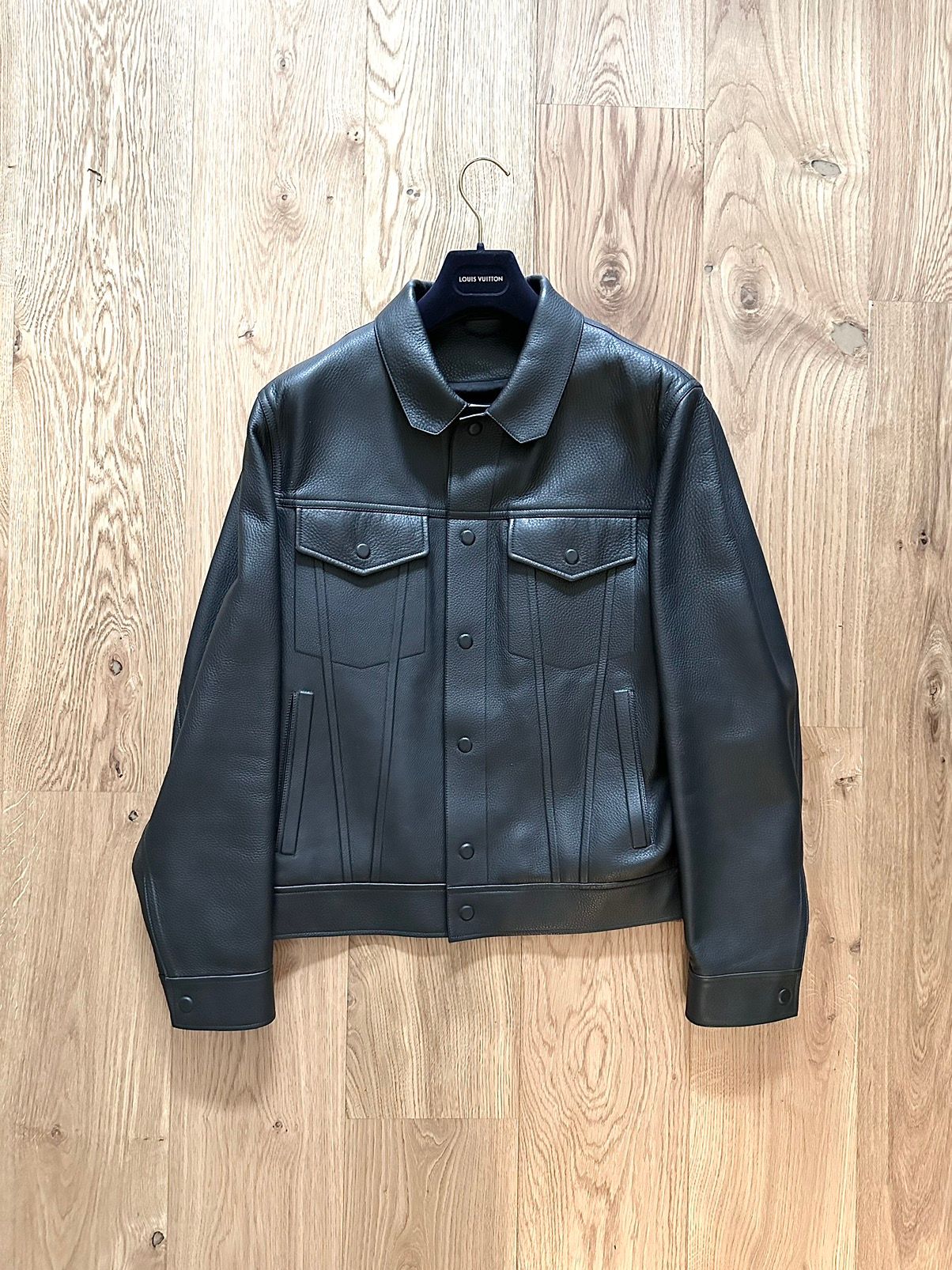 Pre-owned Louis Vuitton X Virgil Abloh Staples Edition Leather Jacket In Black