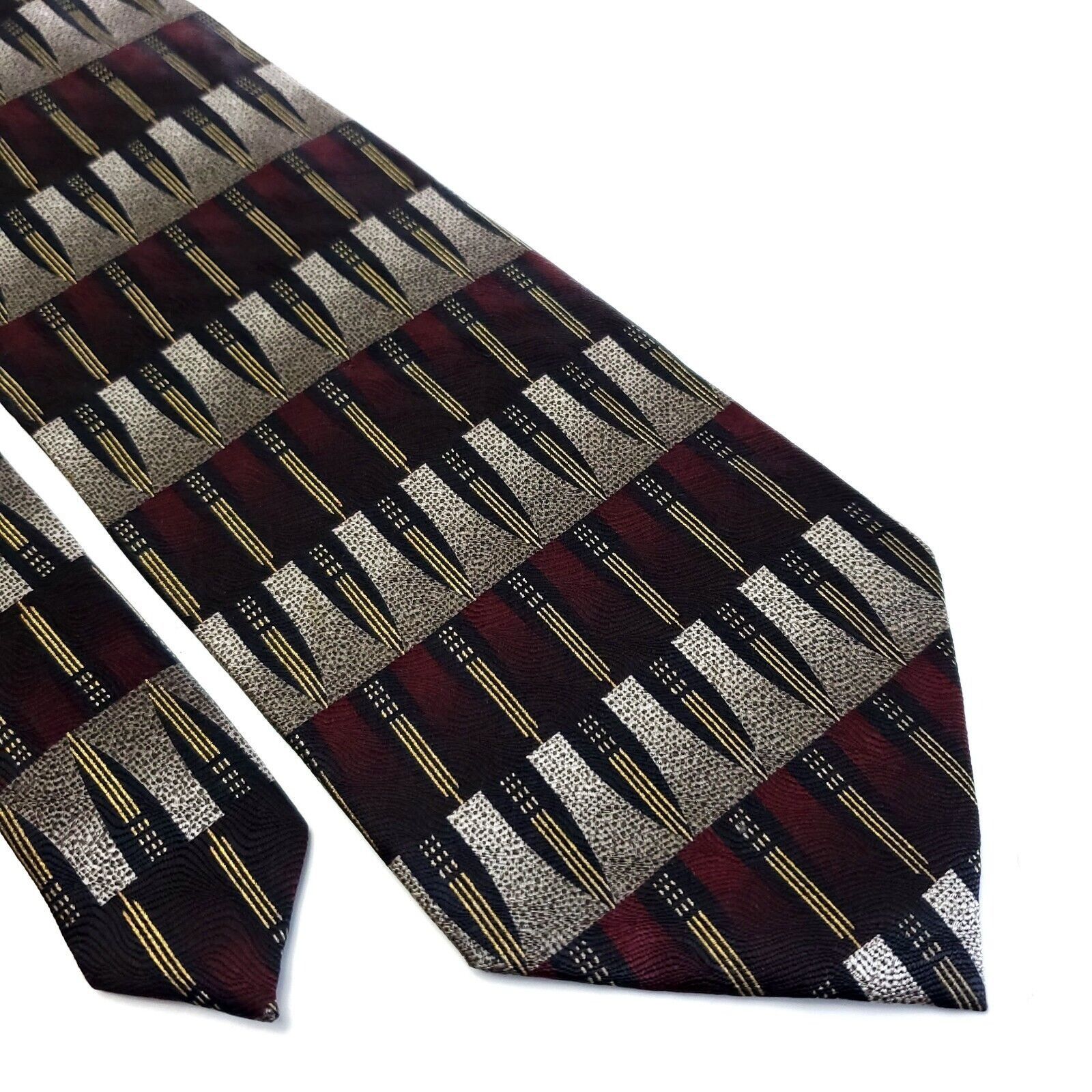 Designer Dimoggio Beige Red Jacquard Print Abstract Geometric Wide Si Size ONE SIZE - 1 Thumbnail