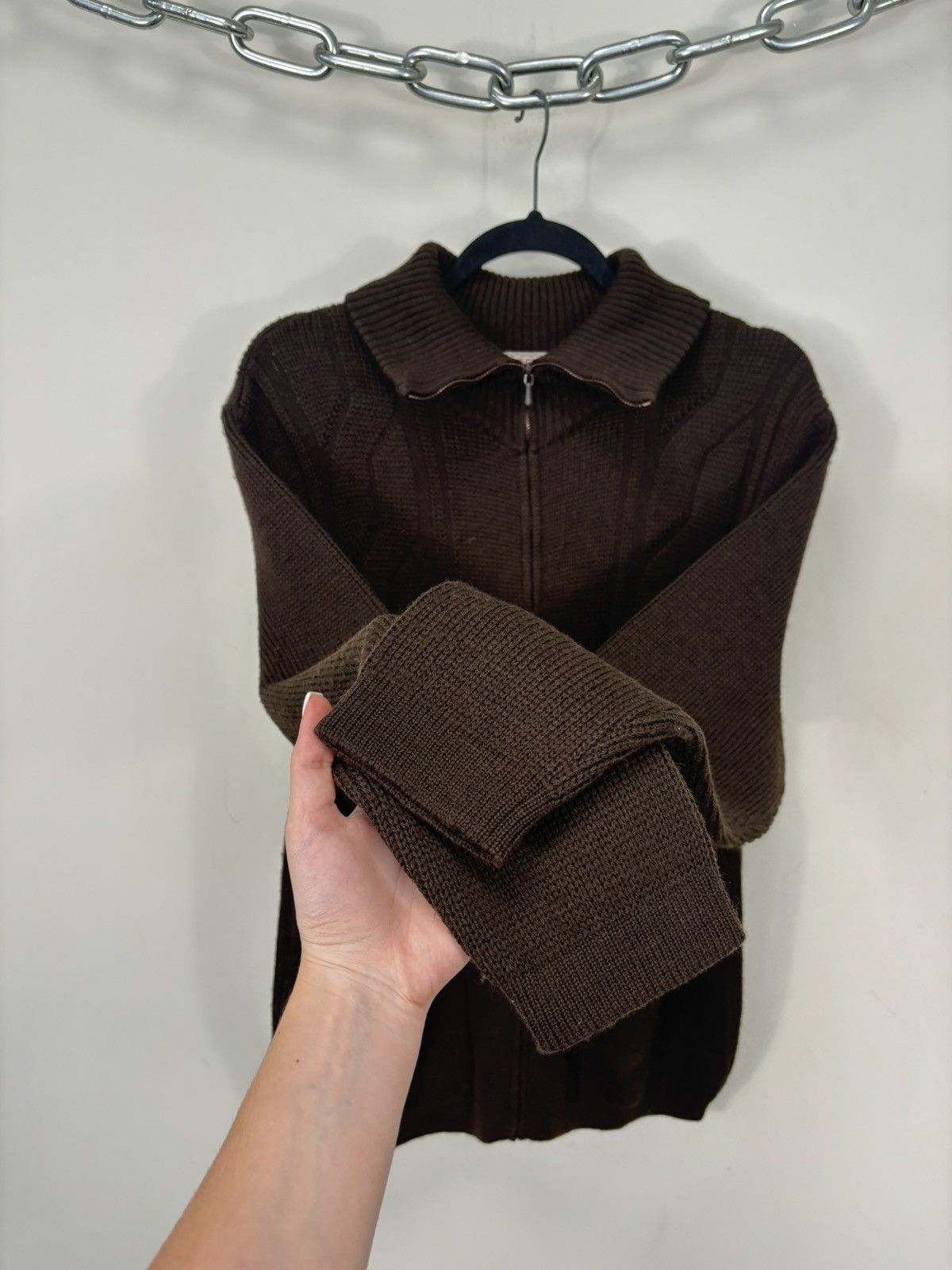 McGregor Vintage 70s McGregor Sportswear Brown Cable Knit Zip Sweater Size US M / EU 48-50 / 2 - 8 Thumbnail