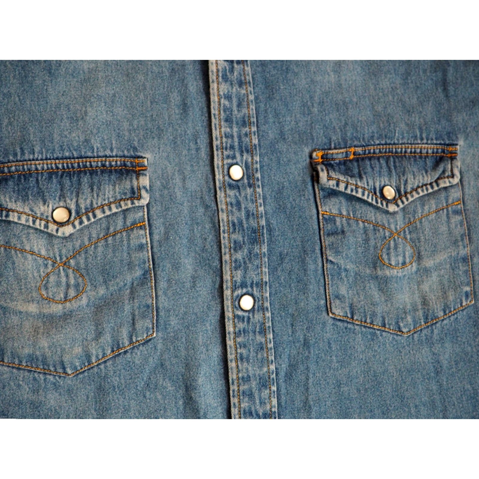 Vintage VINTAGE Big Mac Shirt Western Denim Grunge 90s LT Mens Blue Pearl Snap Long Sleeve Button-Up Casual Size US L / EU 52-54 / 3 - 5 Thumbnail