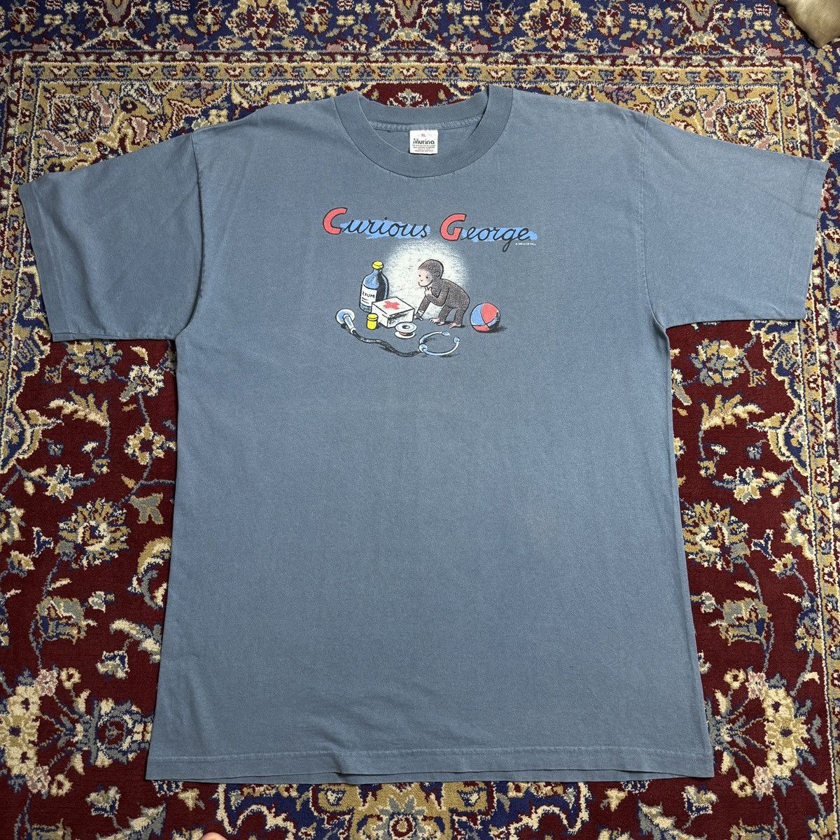 Cartoon Network 1998 Curious George Doctor monkey 90s kids show comics tee Size US XL / EU 56 / 4 - 2 Thumbnail