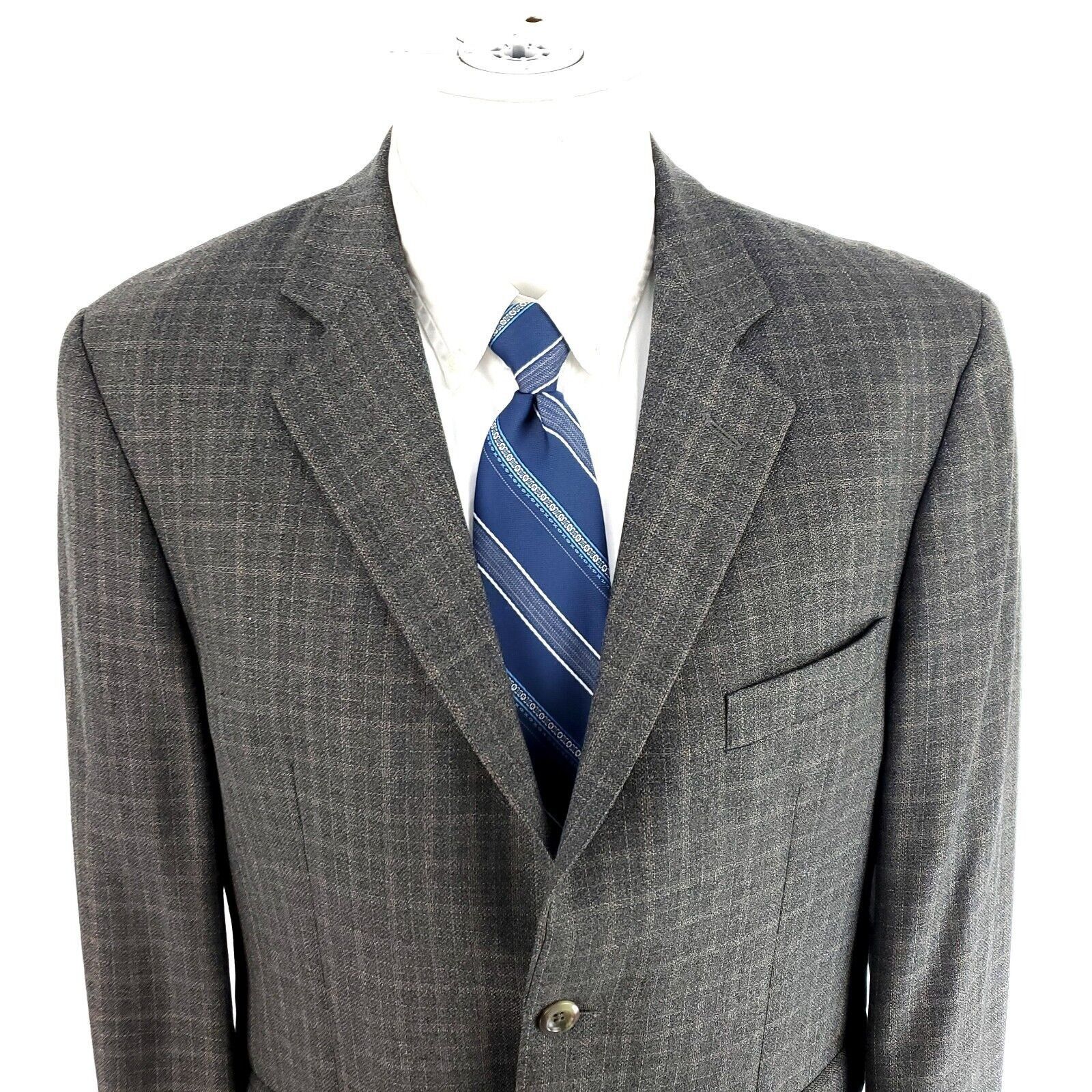 Pronto Uomo Pronto Uomo Wool 2 Button Sport Coat 40S Blue Beige W/ Brown Size 40S - 1 Thumbnail