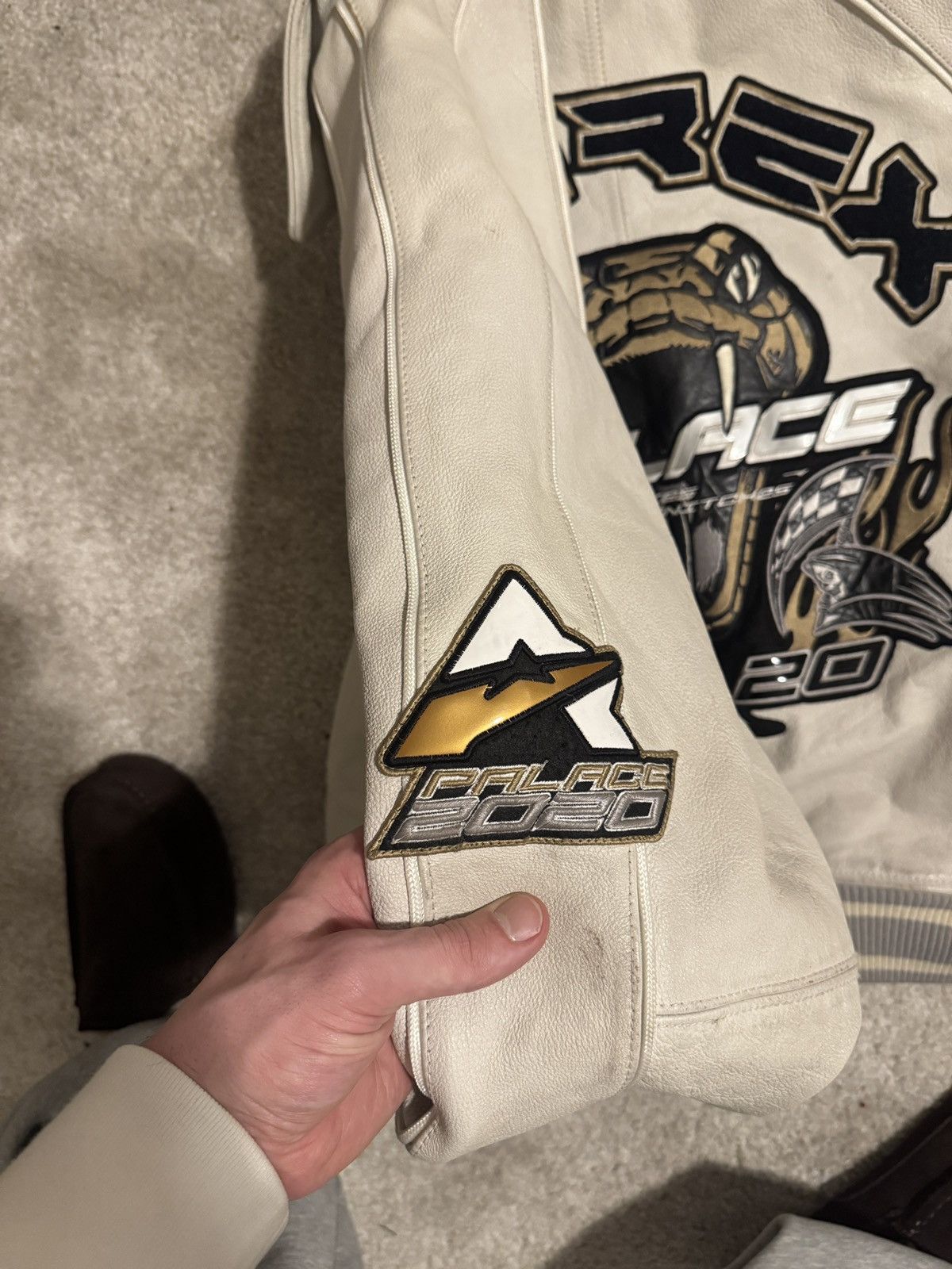 Avirex × Palace Palace x Avirex No Snakes Leather Jacket - White Size US XL / EU 56 / 4 - 6 Thumbnail