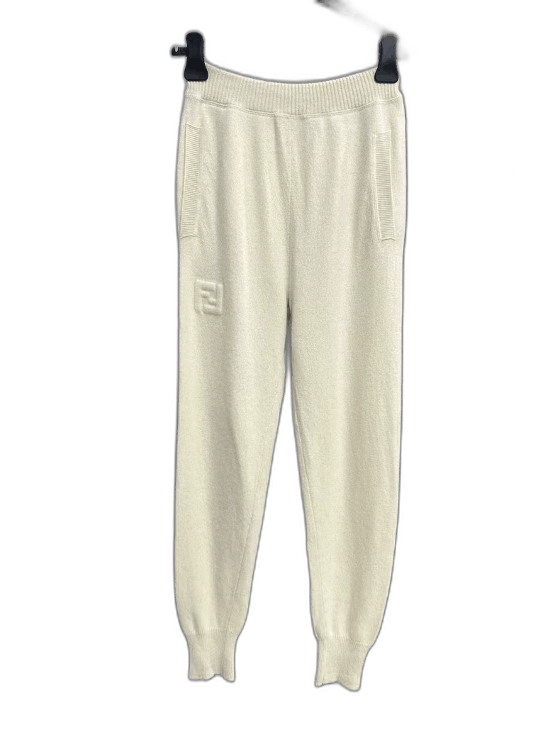 Fendi Cream Logo Cashmere Sweatpants