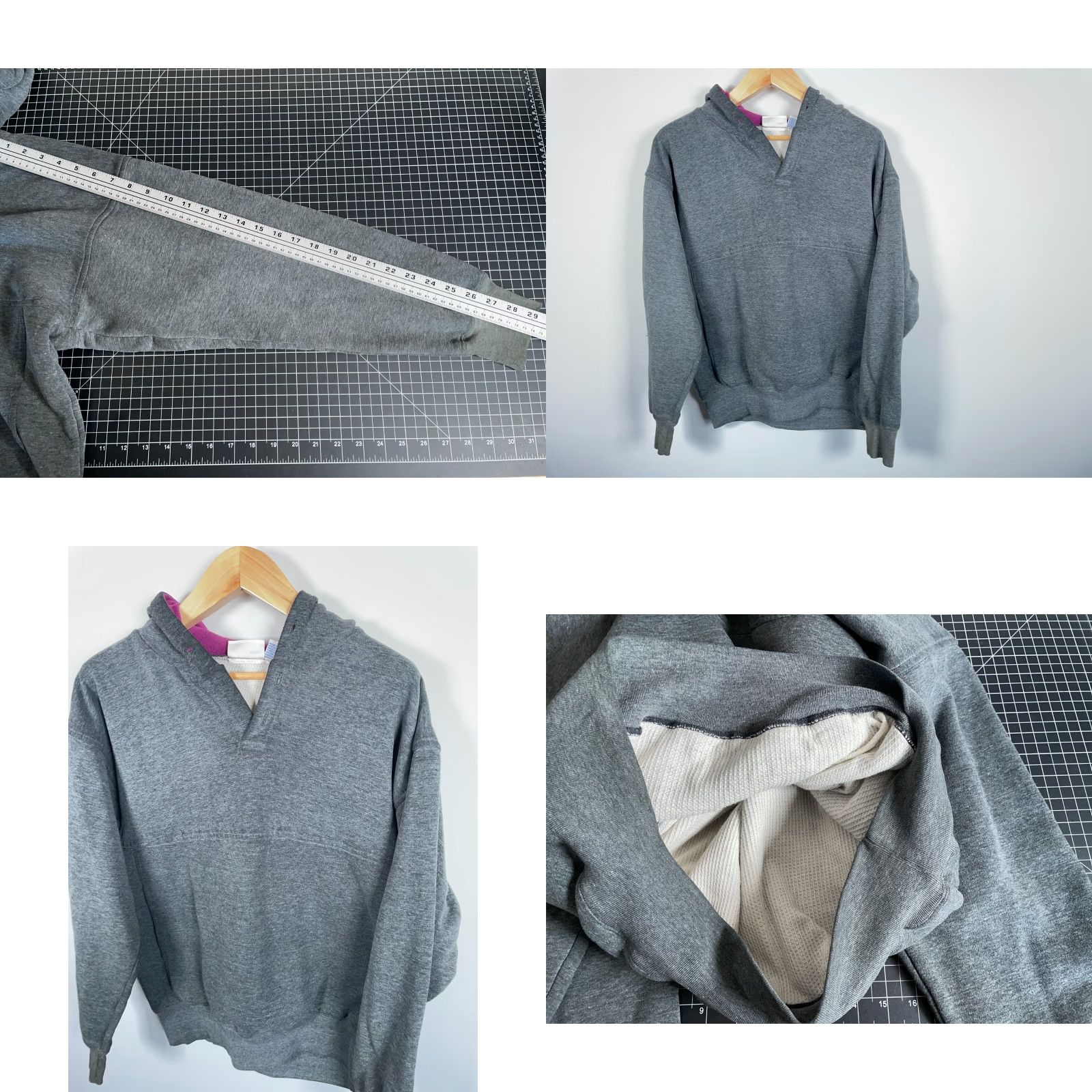 McGregor VINTAGE MacGregor Hoodie Men's Large Gray Thermal Lined Heavyweight Pullover Sweatshirt 90s Retro Size US L / EU 52-54 / 3 - 9 Thumbnail