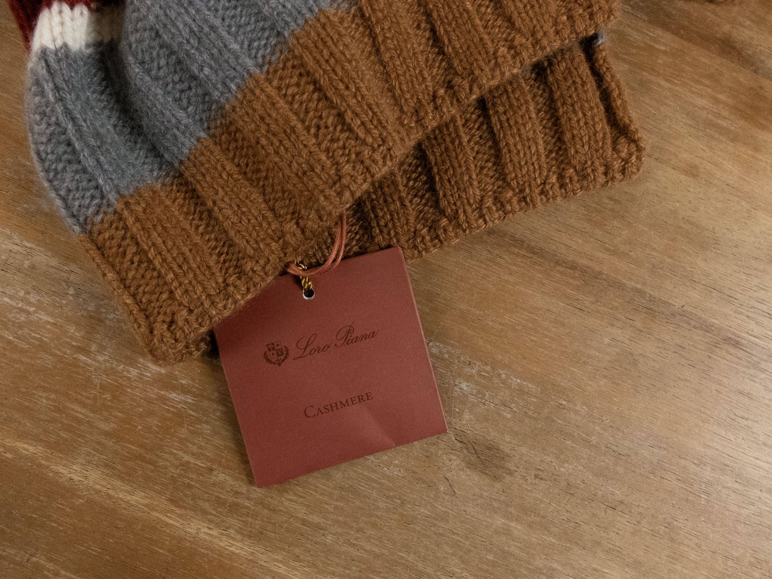 Loro Piana LORO PIANA Deer Valley gray red brown knit cashmere scarf Size ONE SIZE - 2 Thumbnail