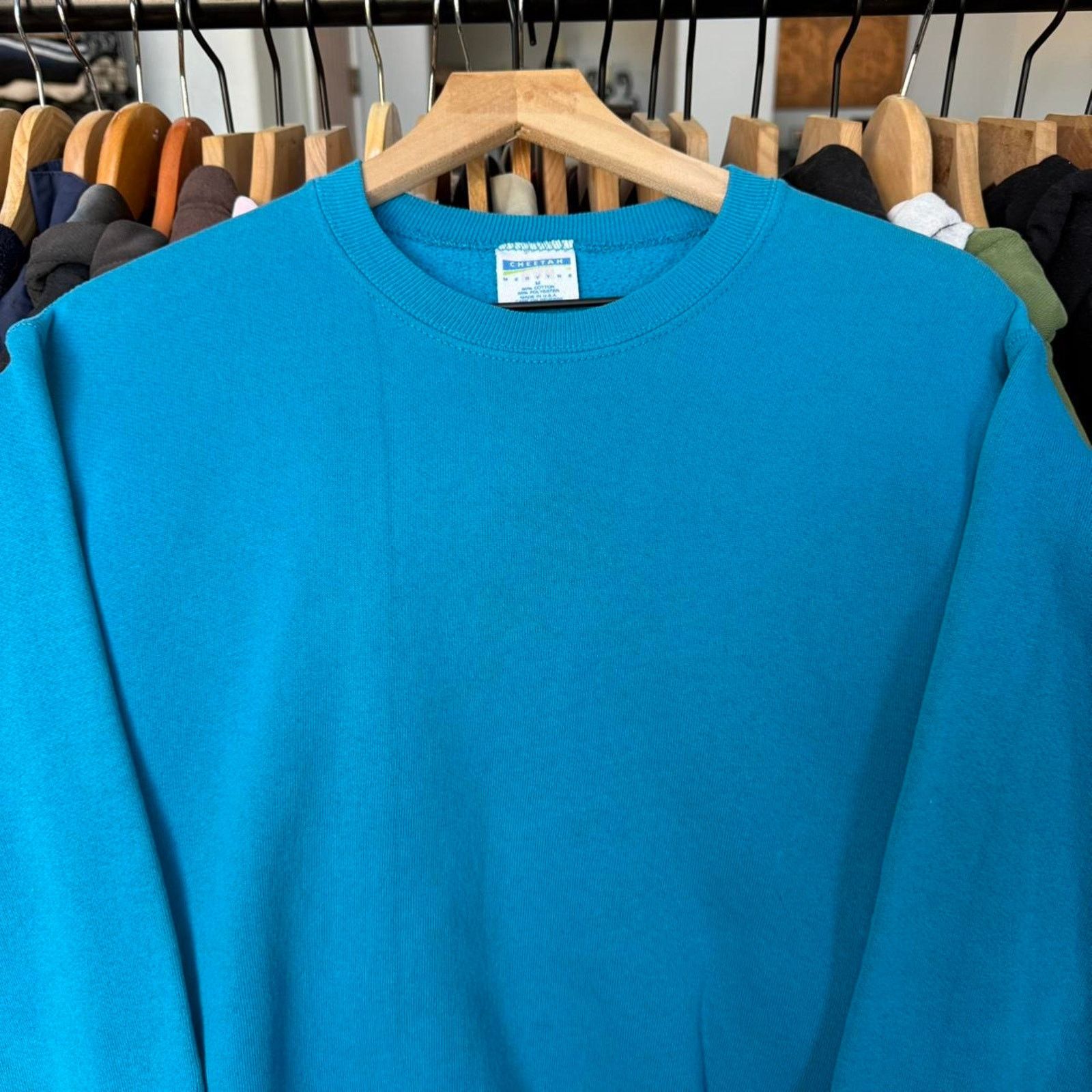 Other Vintage 90s Cheetah Blue Blank Sweatshirt Size US M / EU 48-50 / 2 - 2 Thumbnail