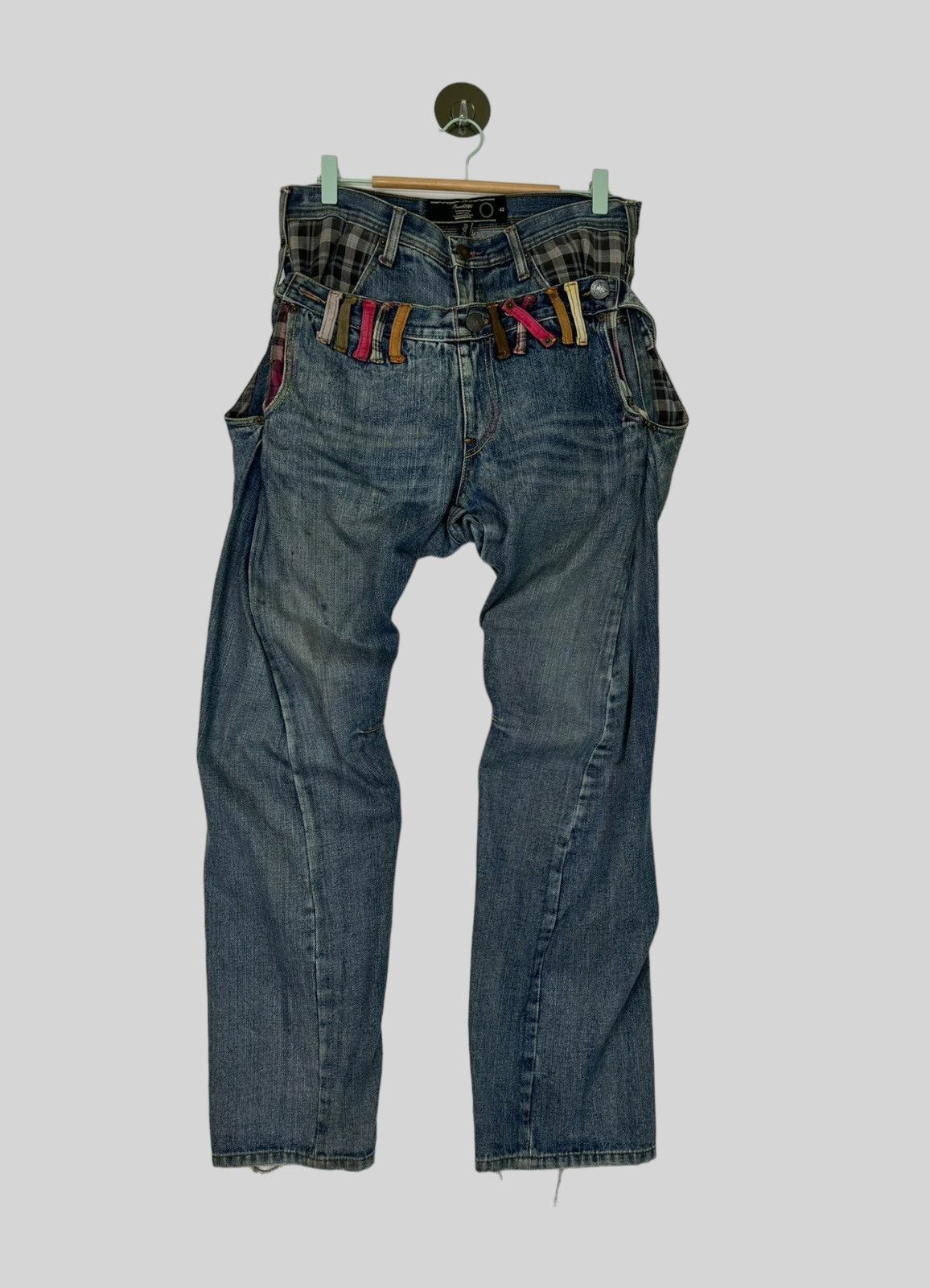 Japanese Brand BREATH MINT DOUBLE WAIST DISTRESSED DENIM PANTS Size US 32 / EU 48 - 1 Thumbnail