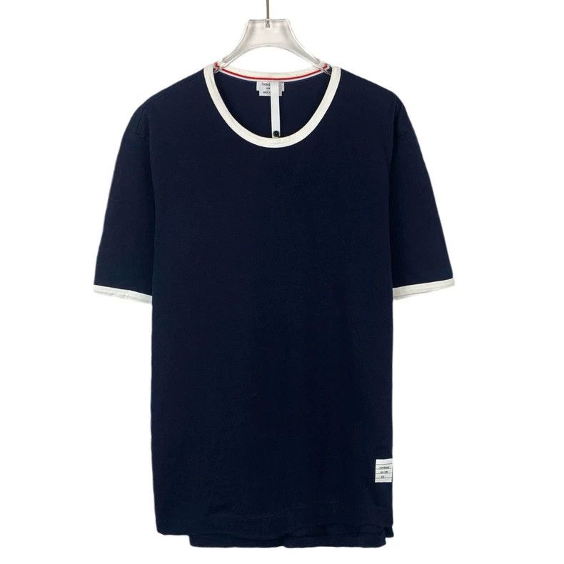 Thom Browne Thom Browne Dark blue round-neck cotton short-sleeved T-shi Size US S / EU 44-46 / 1 - 1 Thumbnail