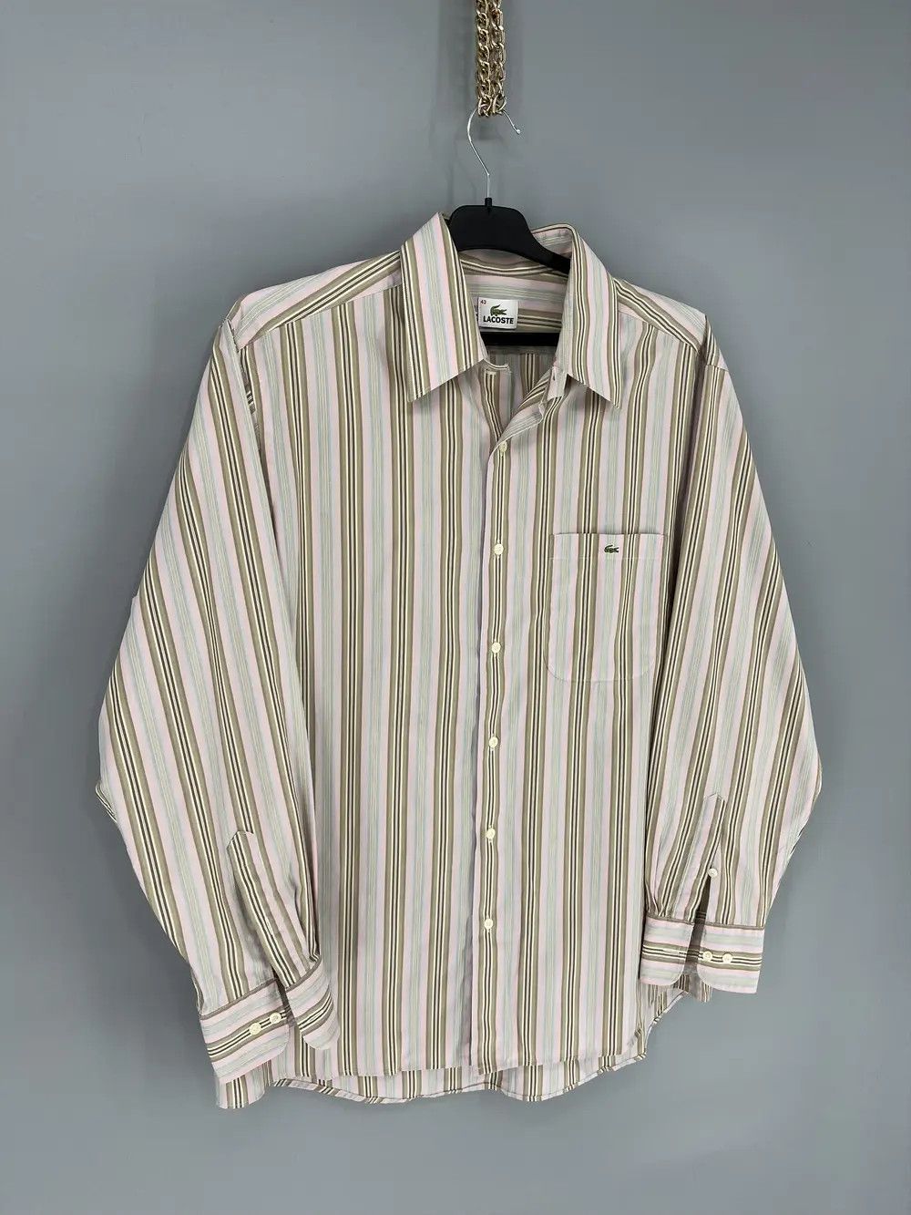 Lacoste Lacoste Long Sleeve Button Down Shirt Blue Stiped Collared Size US XL / EU 56 / 4 - 2 Thumbnail