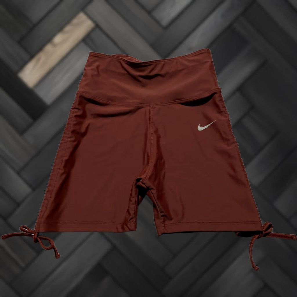 Nike Nike Pro Dri-Fit Biker Shorts Womens XS Rust Orange Ruched Sides High Waisted/Compression Shaping Size 26" / US 2 / IT 38 - 1 Thumbnail