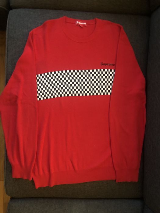 Supreme checkered hot sale panel crewneck