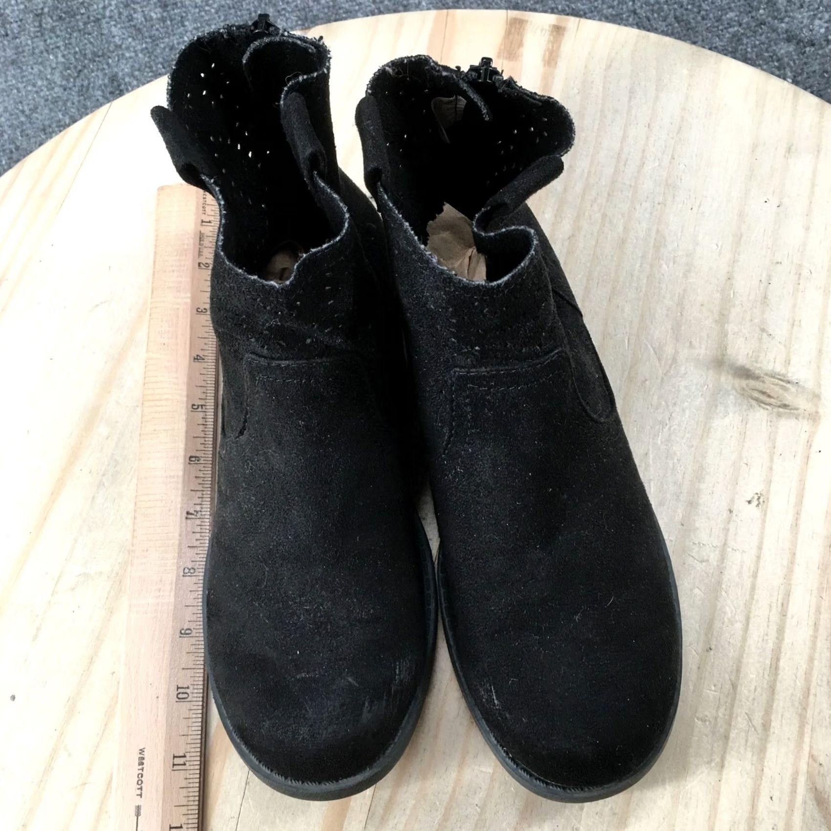 Vintage Arizona Boots Womens 7.5 M Ankle Booties Black Fabric Back Zipper Casual Heels Size US 8 / IT 38 - 7 Thumbnail