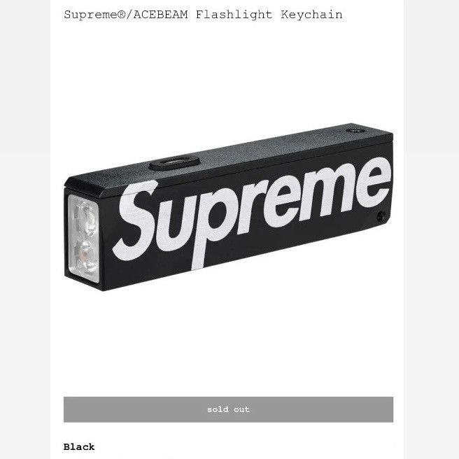 Supreme Fw26 X Acebeam Flashlight Keychain, Black, Men's