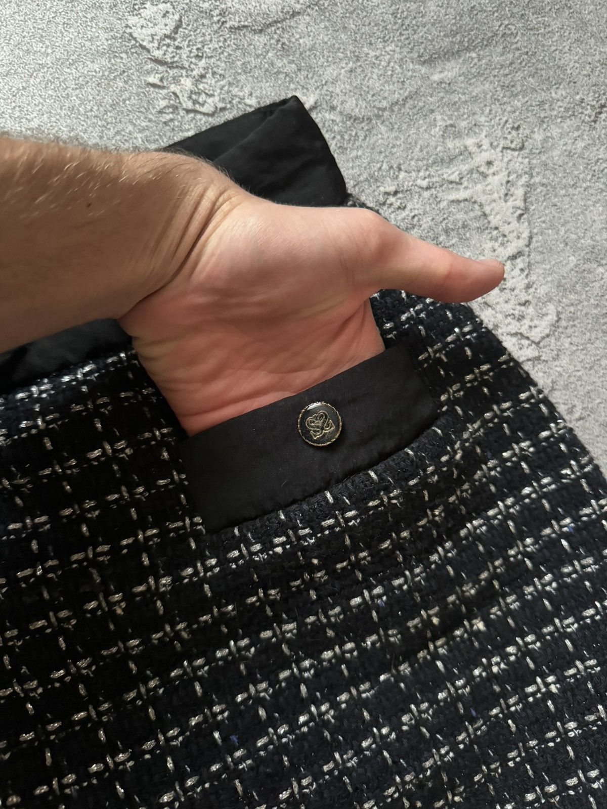 Designer × Sandro Sandro 1 tweed mini skirt chekered dark blue Size 25" / US 0 / IT 36 - 7 Thumbnail