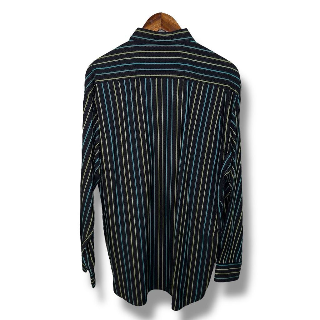 St. Croix St. Croix Black & Teal Striped Made in Italy Button Down Shirt Sz XL Size US XL / EU 56 / 4 - 7 Thumbnail