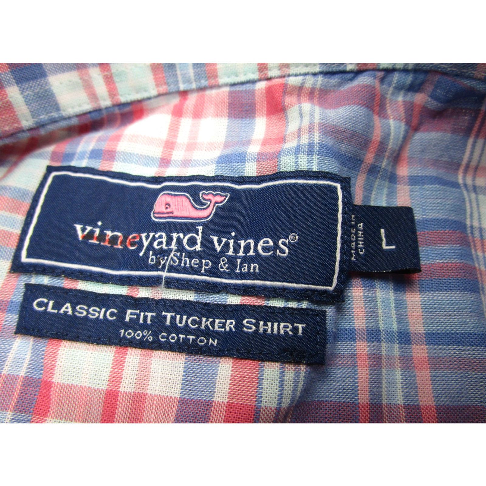 Vineyard Vines Vineyard Vines Shirt Mens Large Pink Blue Plaid Classic Fit Tucker Cotton Preppy Size US L / EU 52-54 / 3 - 6 Thumbnail
