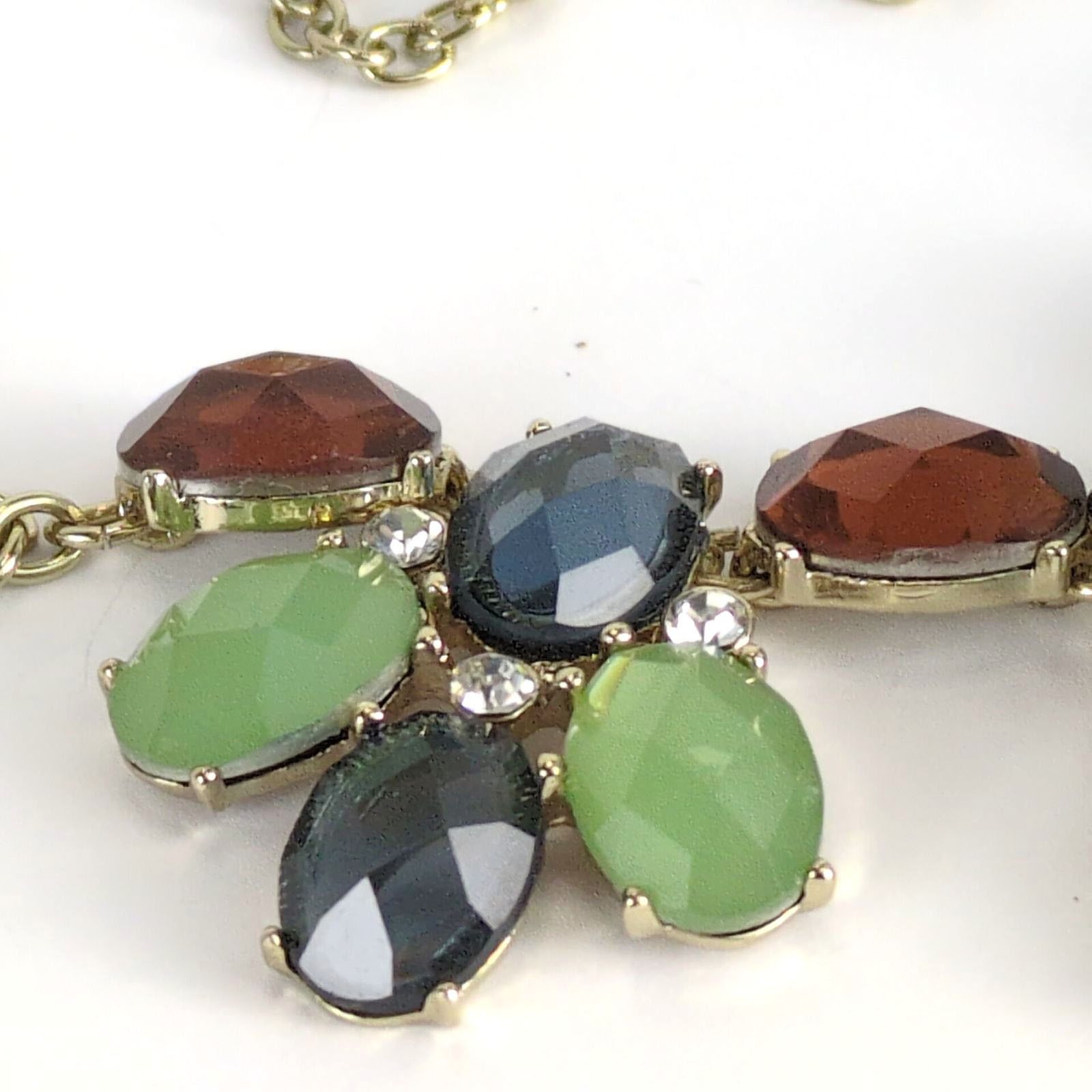Vintage Napier 18" Statement Necklace Multi Gemstones Goldtone Chain Size ONE SIZE - 4 Thumbnail