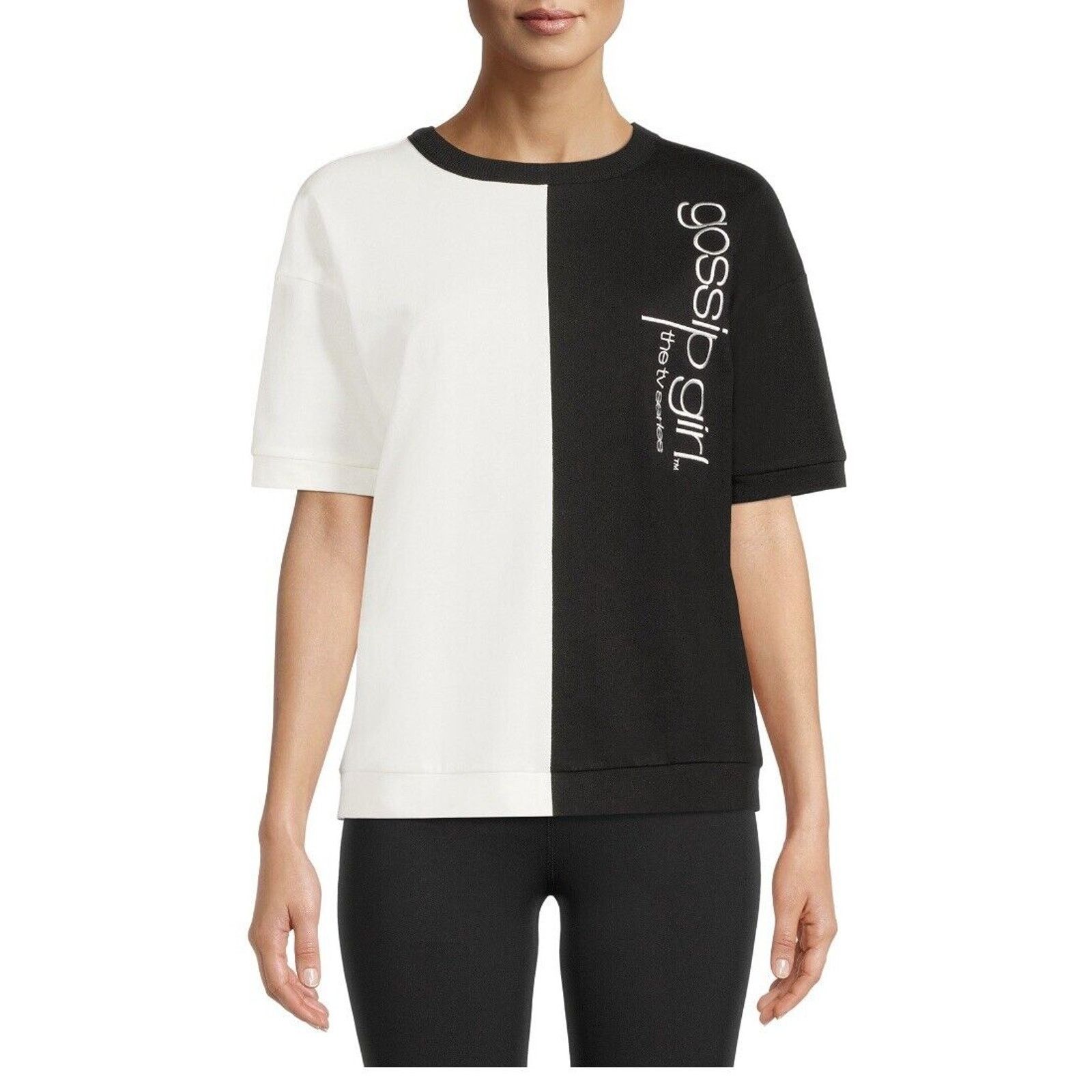 Warner Bros Gossip Girl Graphic Top Short Sleeves Black White Small Size S / US 4 / IT 40 - 1 Thumbnail