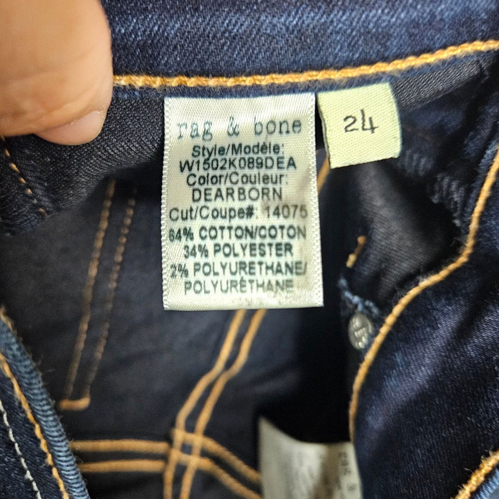 Rag & Bone rag & bone Jeans Women's Dark Wash Dearborn Skinny Raw hem Size 24 Denim Button 5-Pocket Solid Blue Shirt? Size 42" / US 20 - 5 Thumbnail