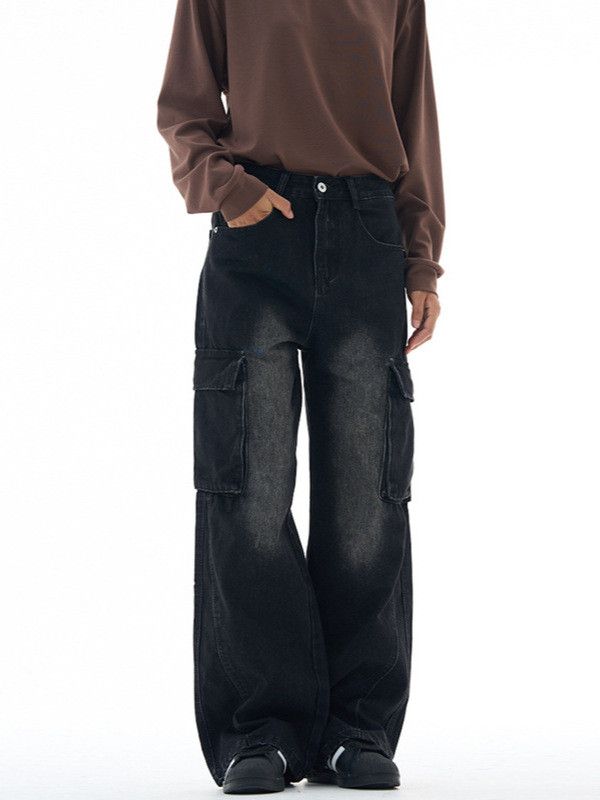 Japanese Brand American wide-leg patchwork multi-pocket cargo jeans Size US 32 / EU 48 - 3 Thumbnail