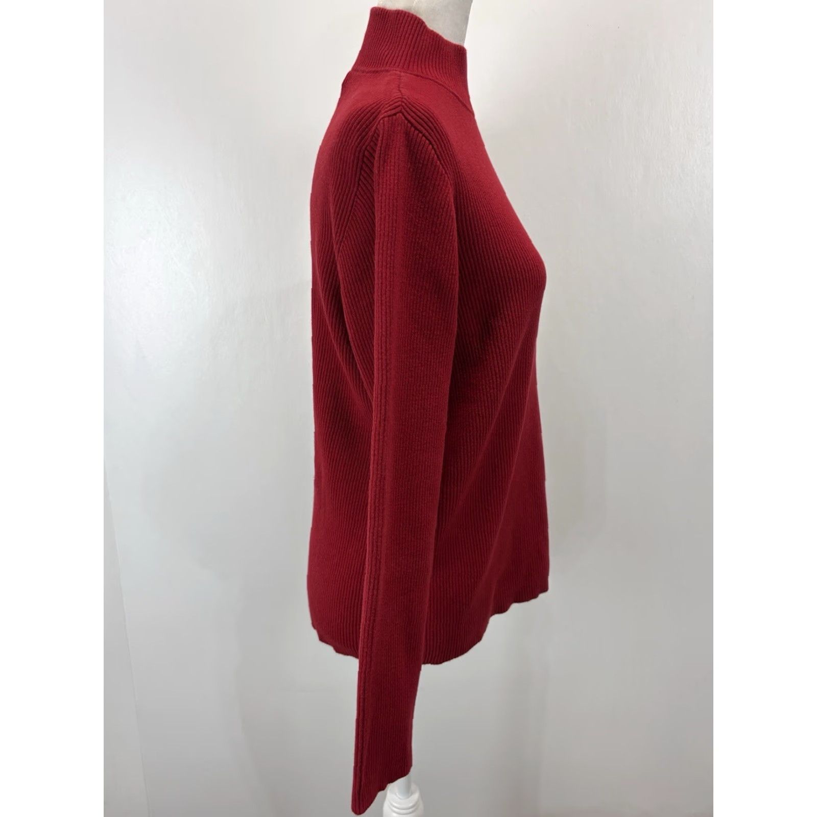 Ralph Lauren VINTAGE Lauren Ralph Lauren Ribbed Mock Turtleneck Sweater Women’s XL Red 90s Preppy Pullover Knit Size XL / US 12-14 / IT 48-50 - 4 Thumbnail