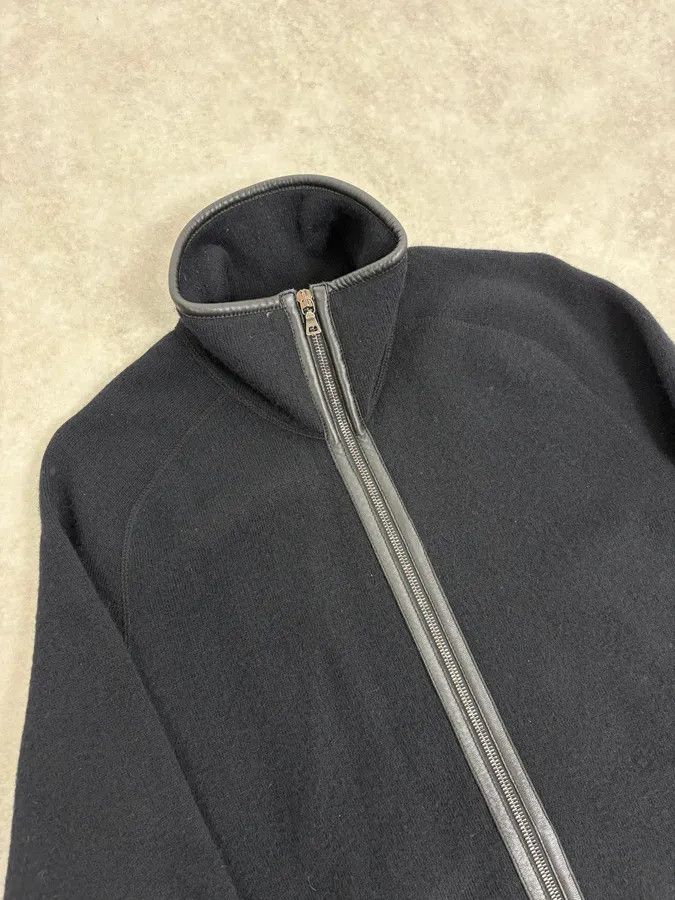 Prada FW2007 Prada Black Padded Leather Wool Zip-up Sweater Size US M / EU 48-50 / 2 - 5 Thumbnail