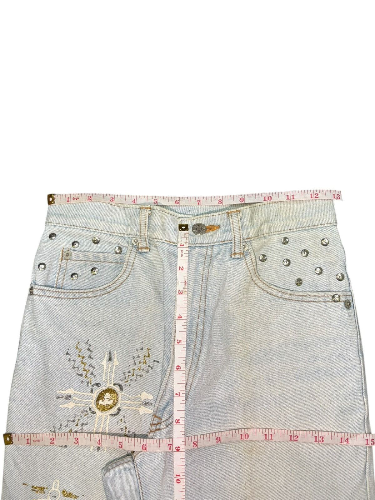 Dsquared2 Vintage Japanese Blue Way Studded Tapered Jeans Size 25" / US 0 / IT 36 - 5 Thumbnail