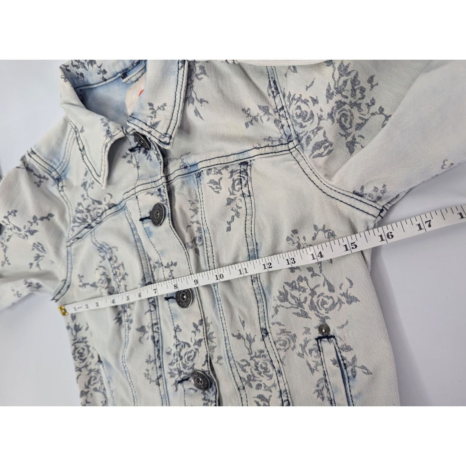 Guess G By Guess Jeans Women's Denim Jean Jacket Small Floral Tie Dye Blue White Jacket Womens Size 28" / US 6 / IT 42 - 5 Thumbnail