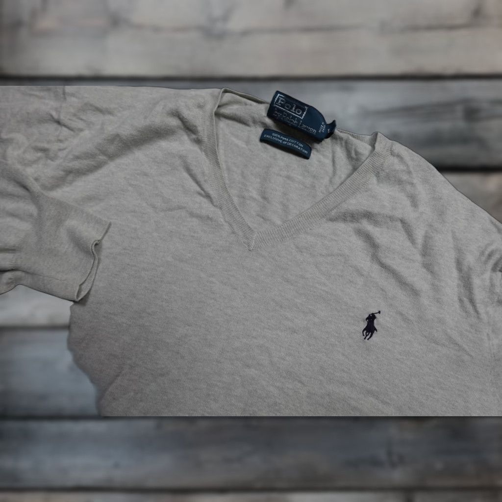 Polo Ralph Lauren Polo Ralph Lauren Sweater Mens L Gray V-Neck 100% Pima Cotton Pony Logo Knit Pullover Classic Casual Size US L / EU 52-54 / 3 - 1 Thumbnail